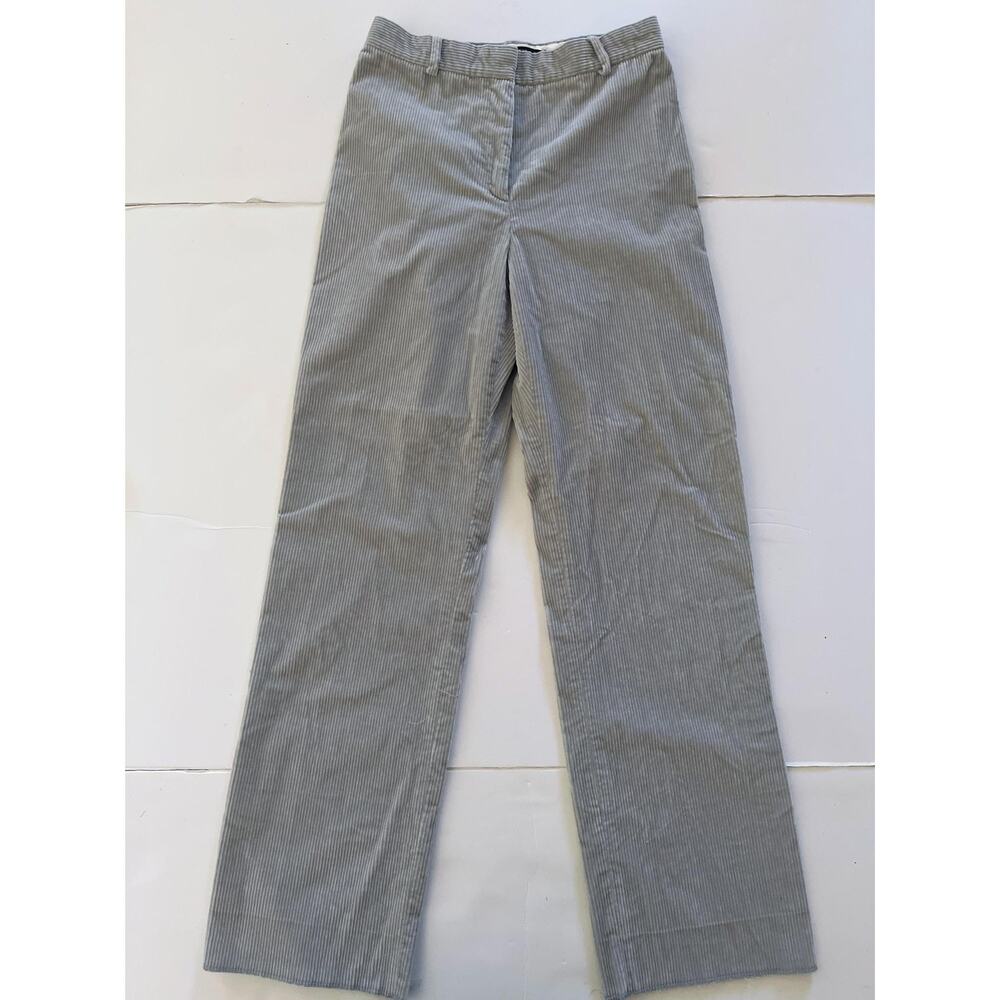 Max Mara Weekend Pants Womens 2 Gray Striped Corduroy Straight Leg Italy Stretch